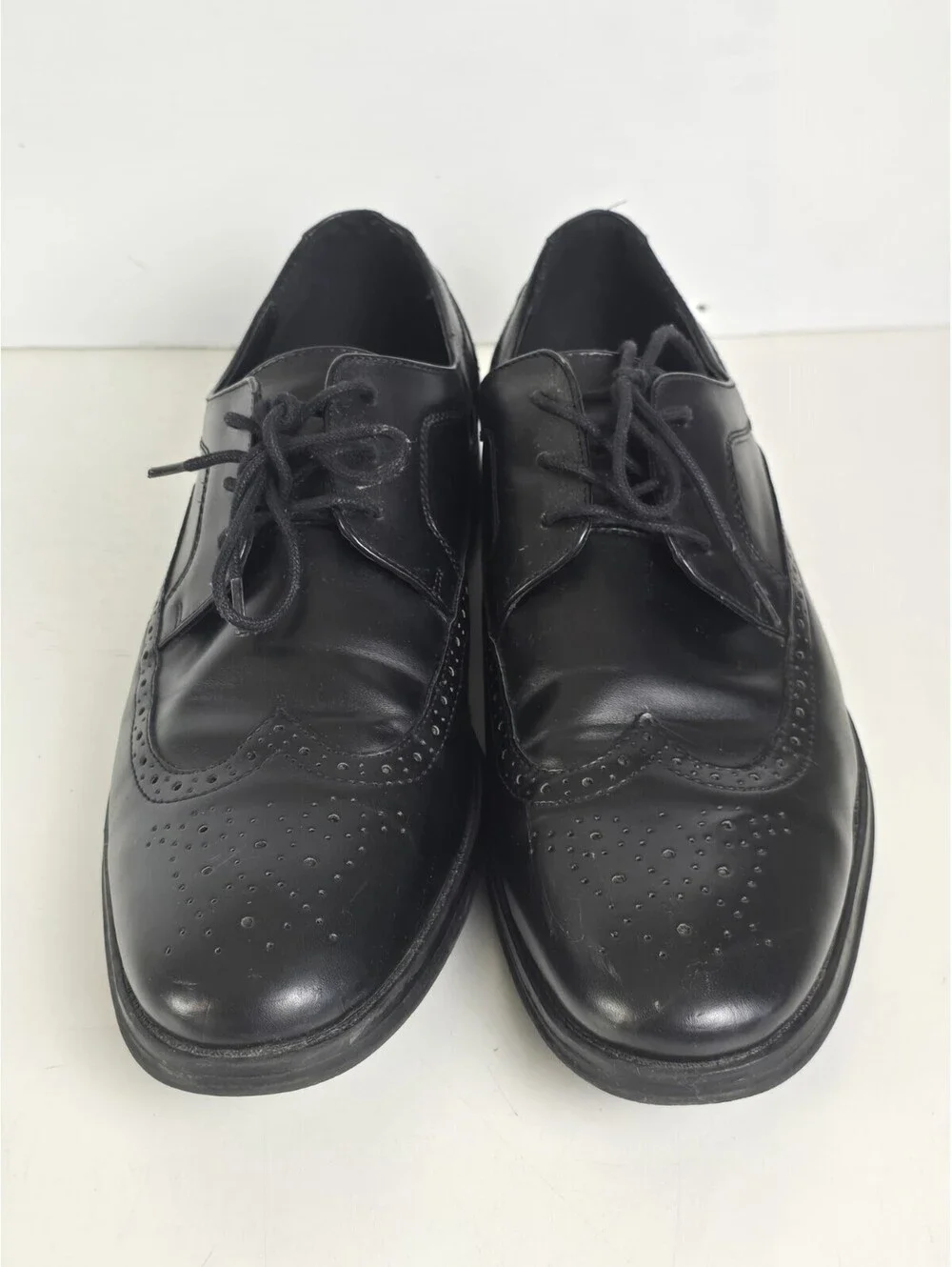 APT 9 Shoes Mens Size 13 M Wing Tip Oxfords Dress Black Vegan Leather Lace Up